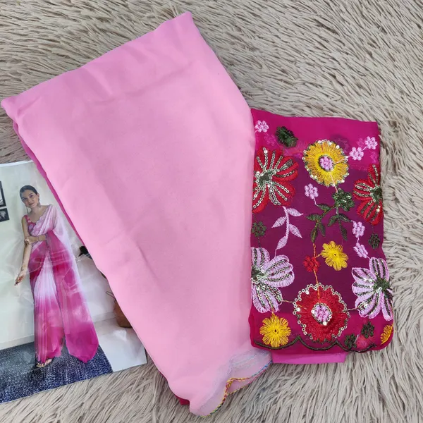 Multicolour plain Chiffon Light weight Saree |SR10